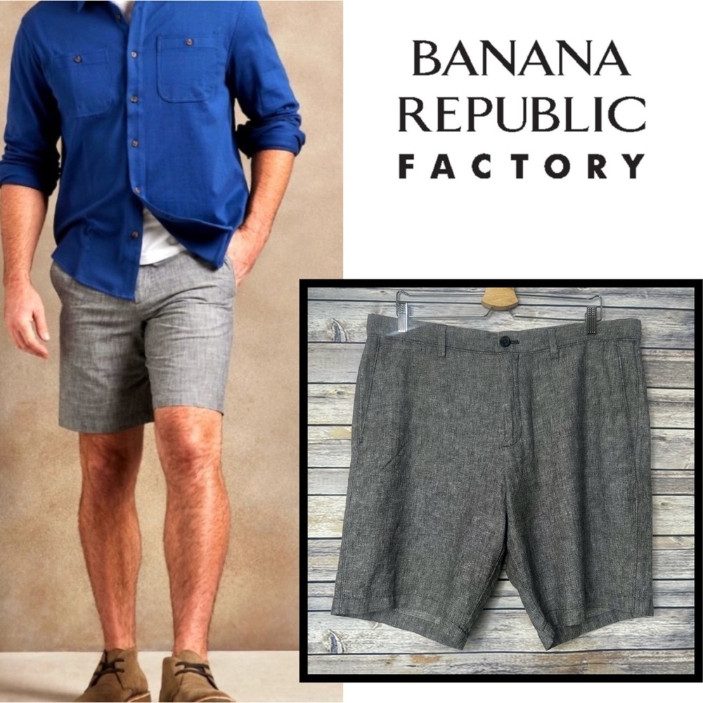 NWT Men’s Banana Republic (Factory) Aiden Slim, Linen Blend Short, Sz36